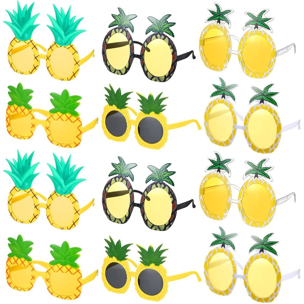4842 12 Pairs Pineapple Sunglasses Luau Glasses Tropical Pineapple Glasses
